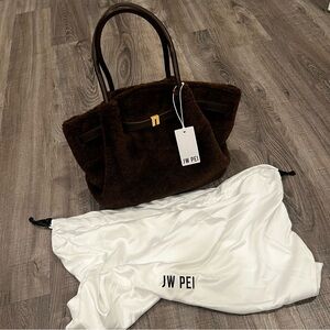 JW PEI Hana medium faux fur tote bag in mocha